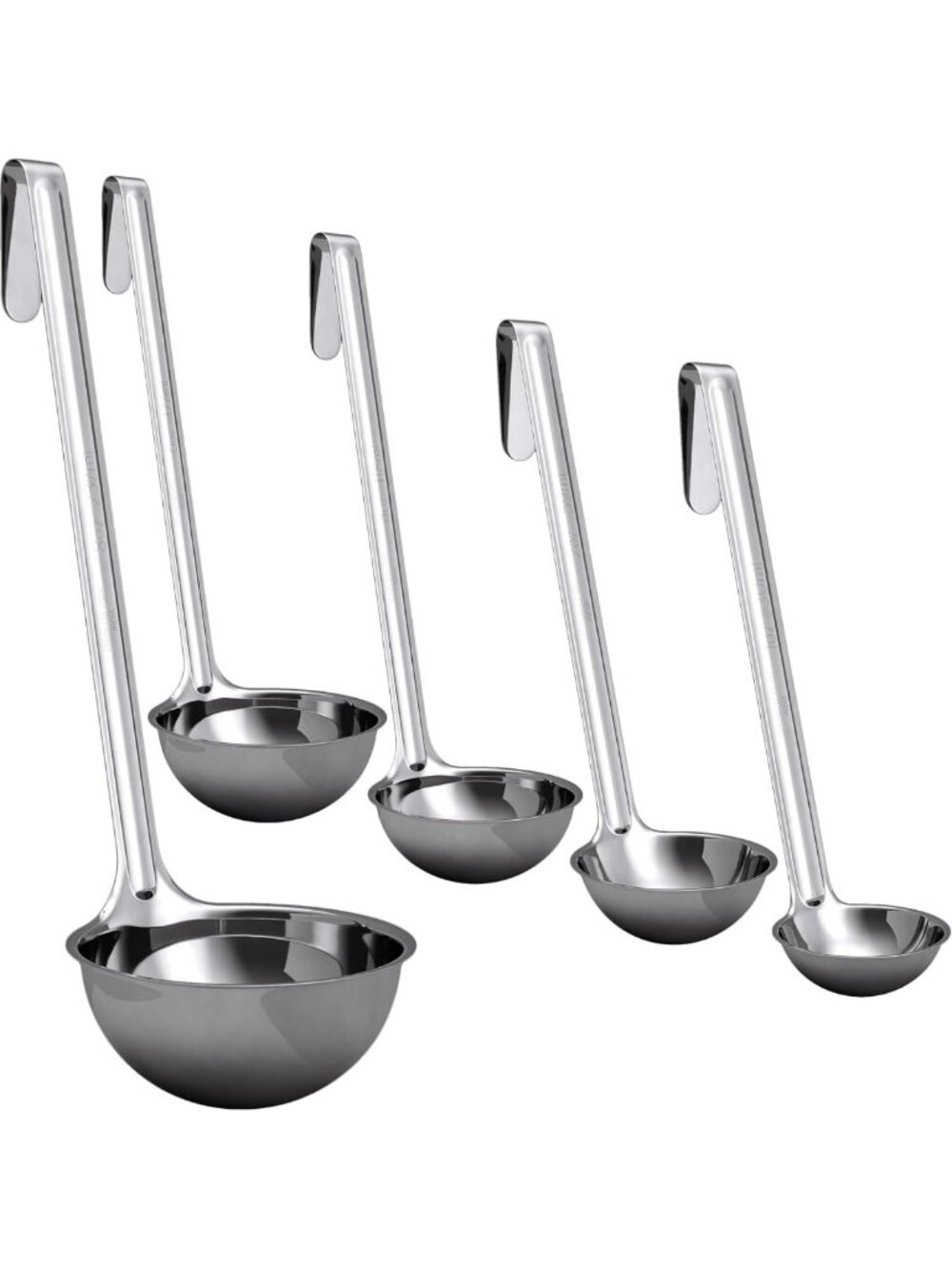 5-Pack Stainless Steel Ladles with Long Handles - Ergonomic Kitchen Tools for